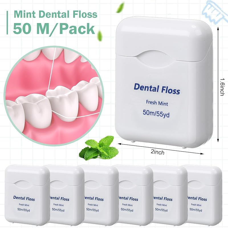 Mimorou 96 Pack Dental Floss Bulk Mint Flavored White 1.5 ft (Pack of 100)