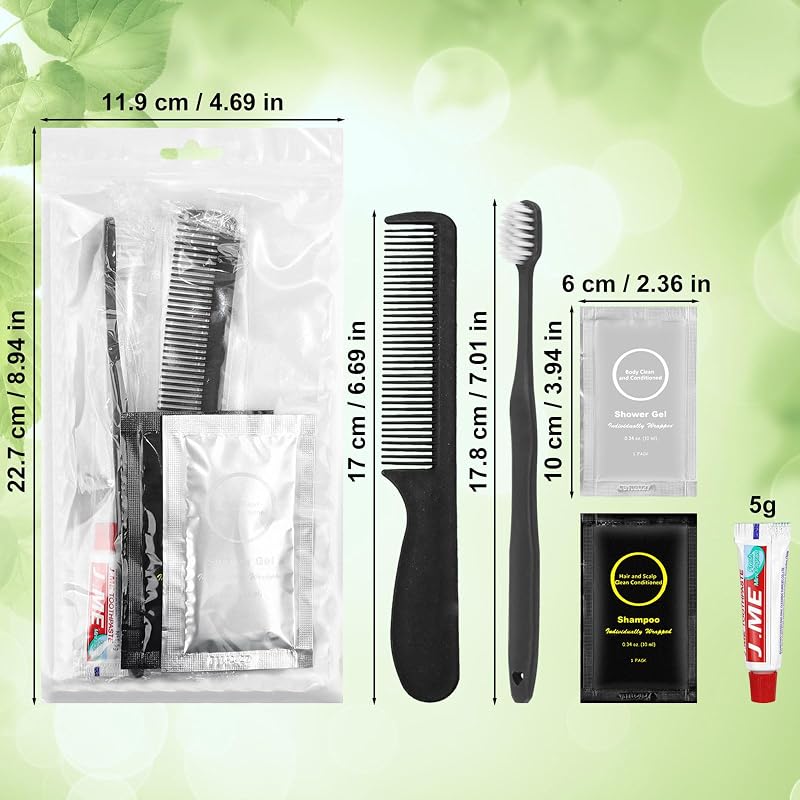 Travel Size Toiletry Kit Bulk 40 Pack for Homeless Care Packages - Includes Toothbrush, Toothpaste, Comb, Shower Gel & Shampoo - RSQAZQ Variation 40