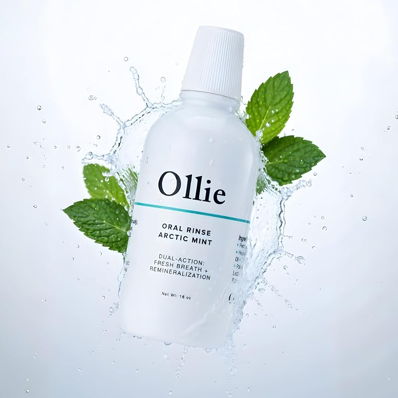 Ollie Arctic Mint Mouthwash 16 Fl Oz, 3% Nano Hydroxyapatite, Alcohol-Free