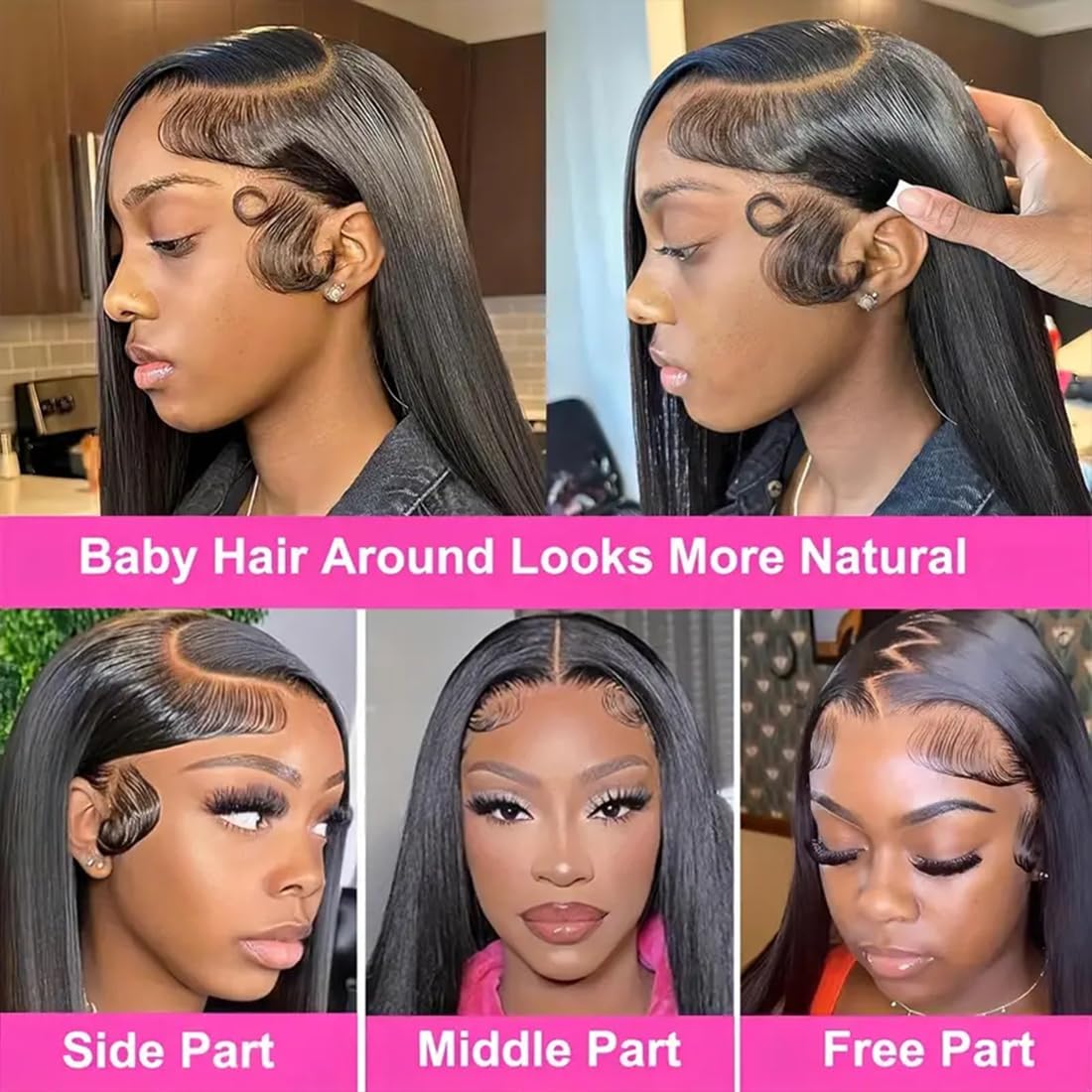 KORENGI 13x6 Lace Front Wigs Human Hair 200 Density Straight 13x6 HD Transparent Lace Frontal Glueless Wig Bralizian Human Hair Tiny Knots Natural Hairline with BabyHair (1B Black, 30 Inch)