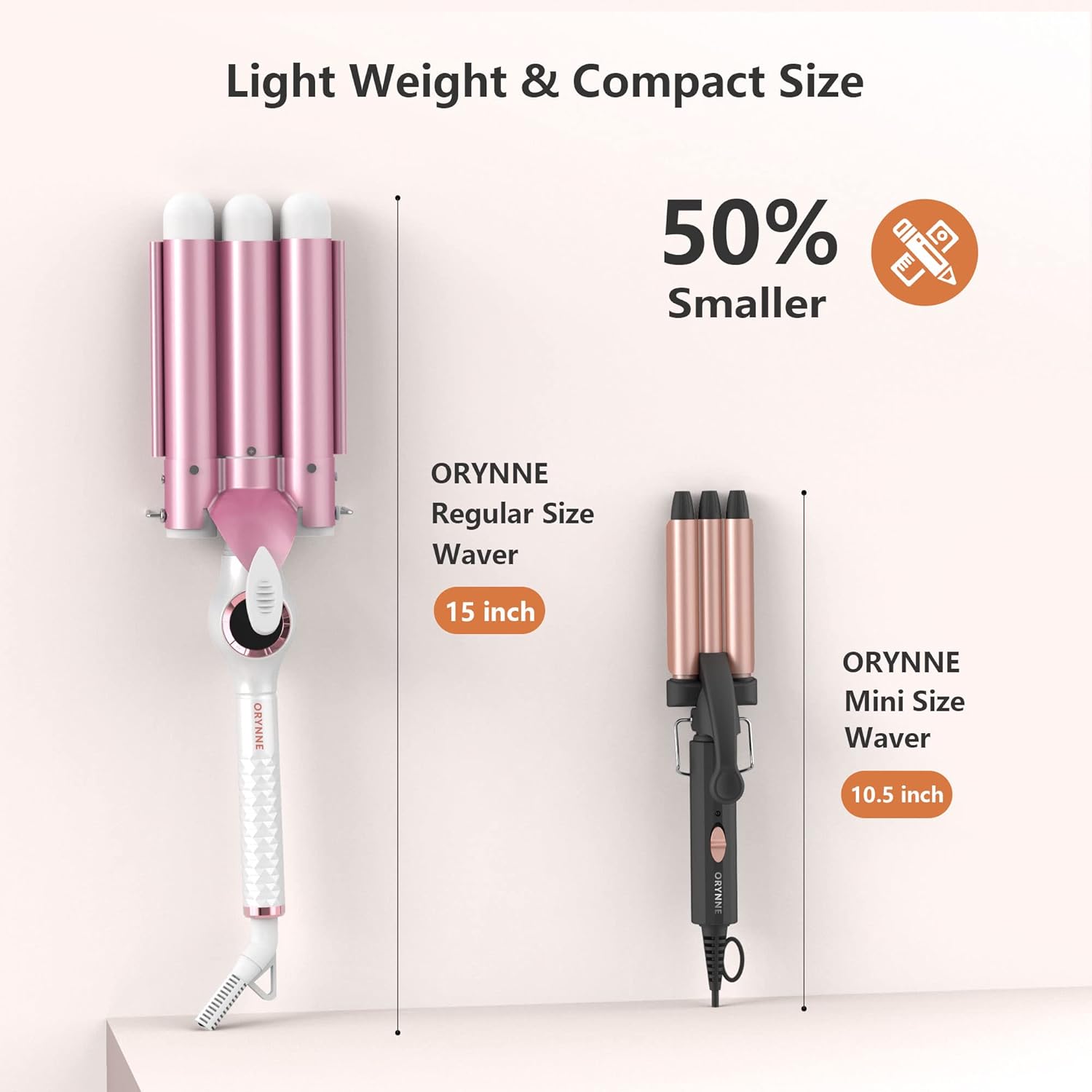 1/2 Inch Mini Crimper Hair Tool for Short Hair - 3 Barrel Curling Iron for Beach Waves