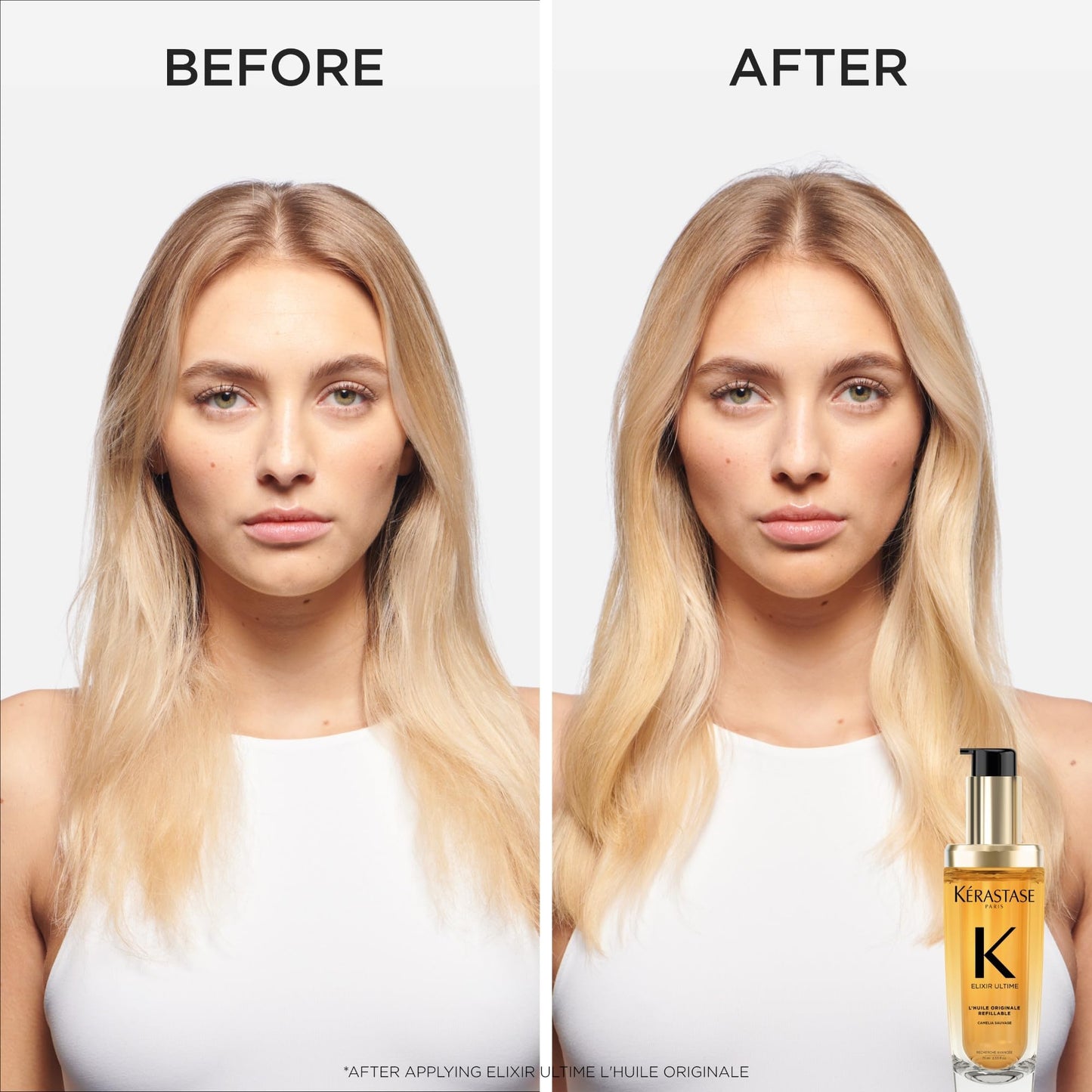 Kerastase Elixir Ultime Refillable Hair Oil - Hydrates & Smoothes Frizz, Adds Shine, With Wild Camellia, Nourishes & Strengthens Hair, 2.53 Fl Oz