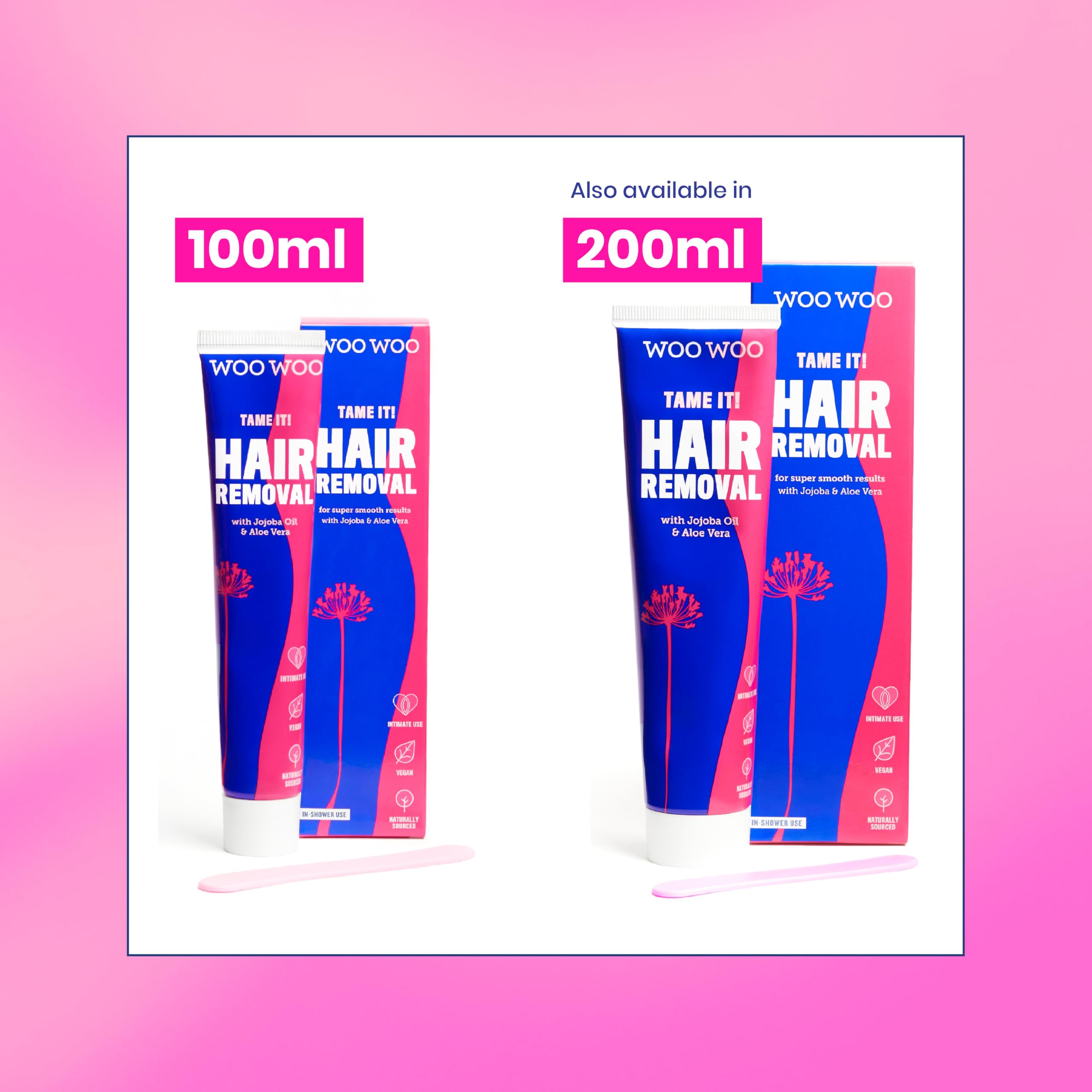 WooWoo - Tame It! In-Shower Natural Hair Removal Depilatory Cream | No Irritation Vegan Hair Remover For Sensitive Skin - Legs, Bikini, Intimate Areas (3.4 oz | 100 ml)