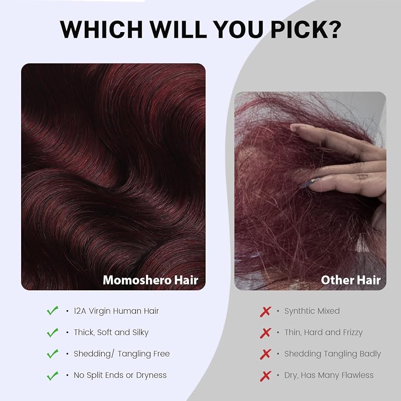 #99j Burgandy Body Wave Hair Bundle 10 Inch 12A Virgin Brazilian Remy Single Bundle