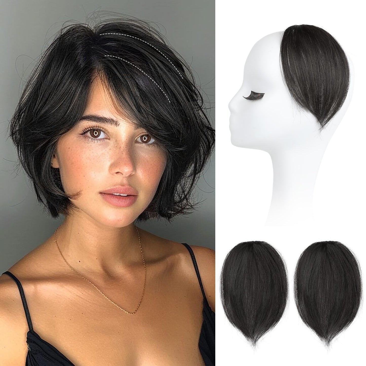 REECHO Clip in Hair Volumizer, 2PCS 6 inch Short Thick Clip in Hairpieces Adding Extra Volume Hair Extensions for Women - Black Brown