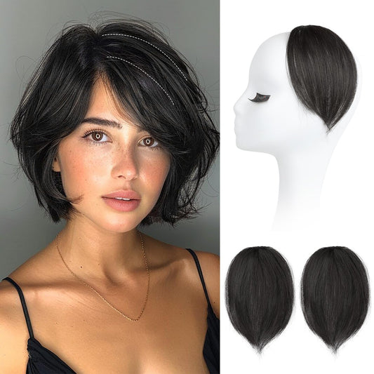 REECHO Clip in Hair Volumizer, 2PCS 6 inch Short Thick Clip in Hairpieces Adding Extra Volume Hair Extensions for Women - Black Brown