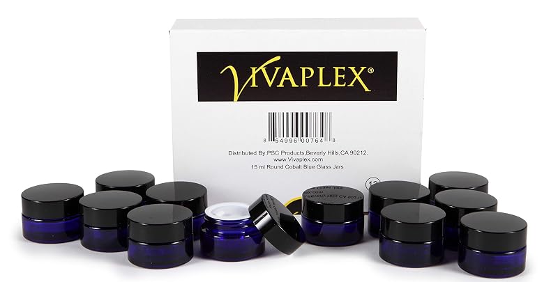 2-Pack 15 ml Cobalt Blue Glass Jars with Inner Liners and Dome Lids – 0.5 Ounces Each