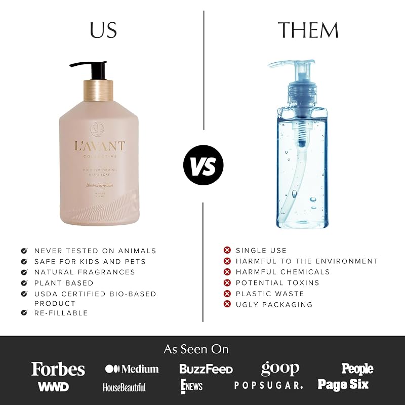 L'AVANT Collective Blushed Bergamot Plant-Based Hand Soap 16oz Refillable Glass Bottle