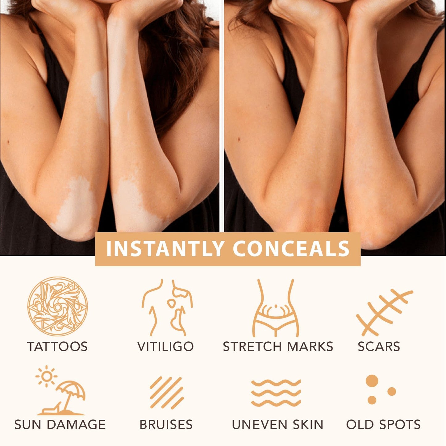 Leg Makeup Concealer, Flawless Body Cover Cream Waterproof Leg Cream, Leg Skin Tattoo Scars Concealer, Suitable for Natural, Healthy Skin Tones (#2)