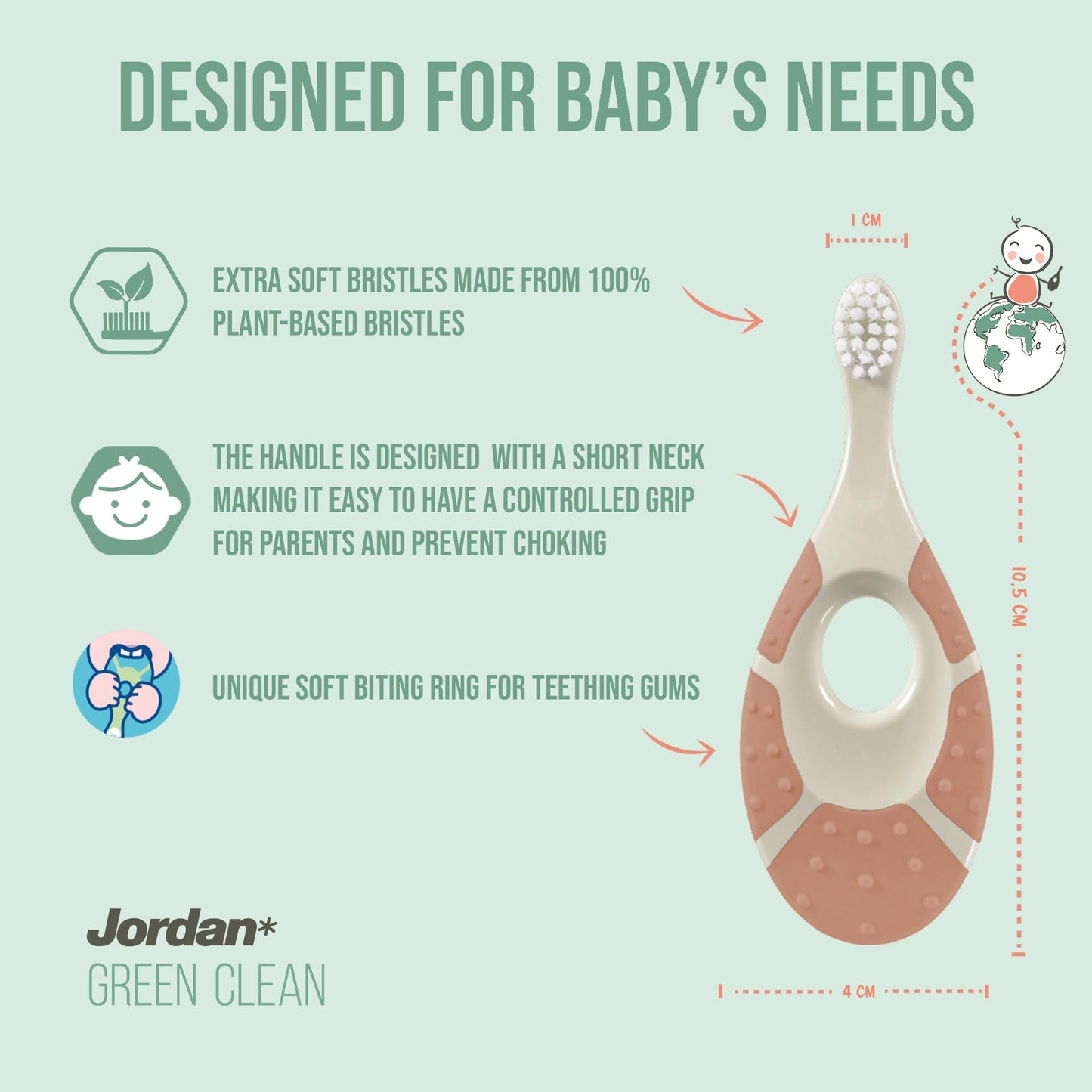 Jordan* ® | Step 1 Green Clean Toddler Toothbrush | Pack 3 Units
