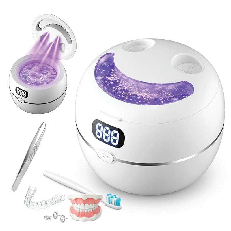Ultrasonic Retainer Cleaner Machine 45kHz with 220ml Stainless Tank & Digital Timer