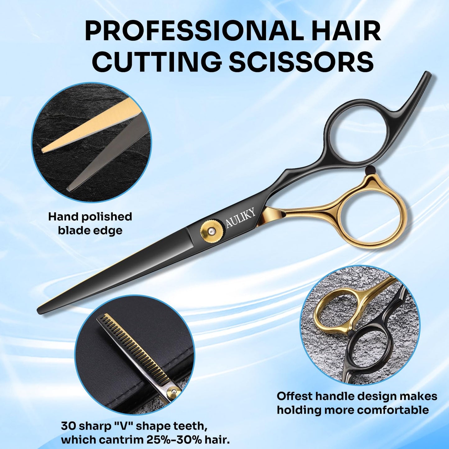 Hair Cutting Scissors Shears Kits, 15 Pcs Professional Hairdressing Scissors Set, Stainless Steel Hairdressing Shears Set Professional Thinning Scissors for Barber/Salon/Home/Men/Women/Kids/Adults