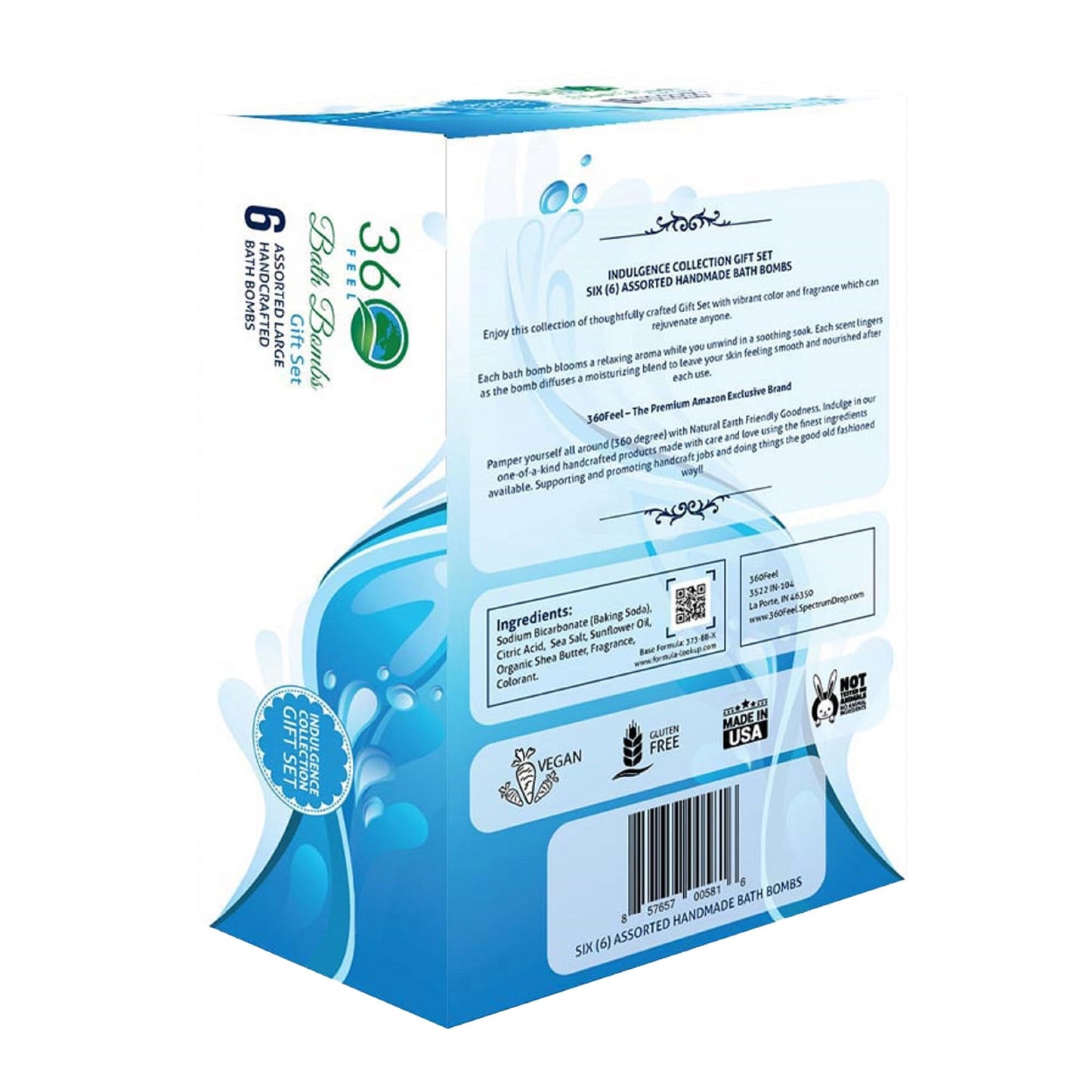 360Feel Bath Bombs Gift Set - Handcrafted Moisturizing Bath Bombs for Women Infused with Essential Oils - an Ideal Gift for Any Occasion - Non-Staining and Glitter Free Fizz - Large - Set of 6