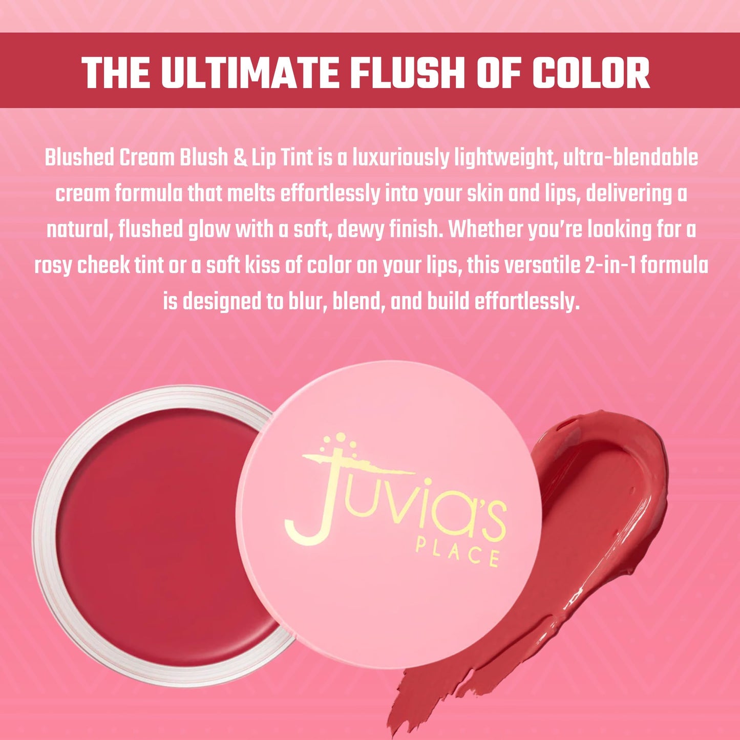 Juvia's Place Blushed Cream Blush – Pink Passion – Multi-Purpose Cream Blush for Cheeks & Lips - 2in1 Formula, Smooth, Blendable Texture for a Soft Dewy Finish - Buildable & Lightweight Face Makeup