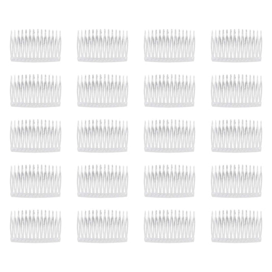 Lawie 20 Pack Clear Small Plastic Hair Side Comb With Long Teeth Thin Fine Gray Hair Pins White Mini Barrettes for Women Bridal Wedding Veil Decorative DIY Craft Headpiece French Twist Bun Accessories