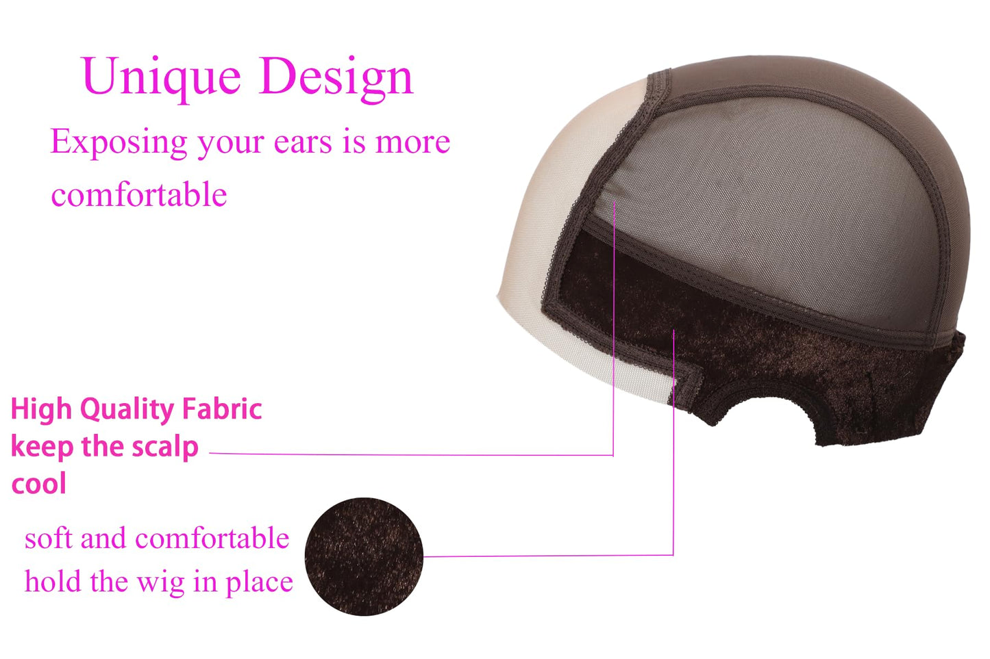 Qilix Women Lace Wig Grip Cap，Adjustable & Reinforced Lace Wig Grip Band by Hairline, Comfortable and Secure Glueless Velvet Headband, （light'brown black） (Brown)