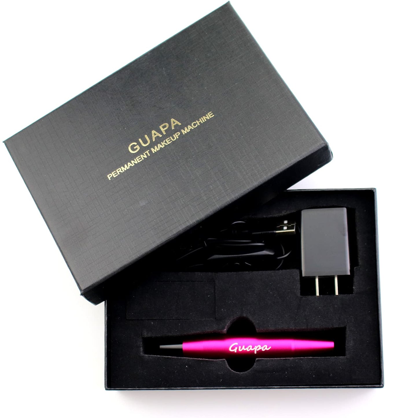 Portable Tattoo Machine Pen Eyebrow Lip Permanent Makeup Pen with 1R 3R Cartridge Needles for Ombre Brows Body Tattoo (Red Machine Kit)