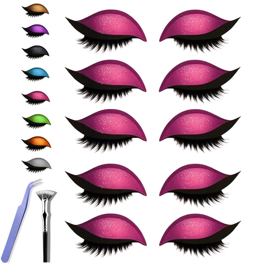 Lazy Eyeshadow Eyelash Patch, Lazy Eyeshadow and Lash Sticker, Eyeshadow Eyelashes Makeup Stickers, One-Second, Quick Makeup, Natural Curl, Waterproof, Long-Lasting, for Party Prom (5Pairs-H)