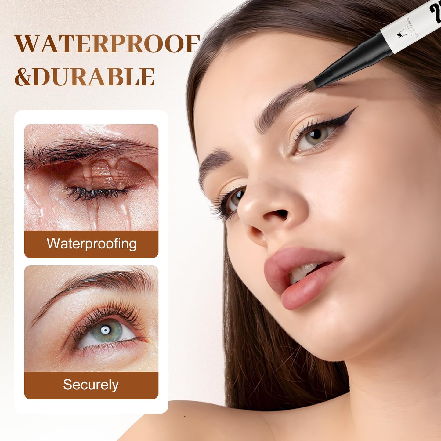 Microblading Eyebrow Pencil, 2025 New 2-in-1 Dual-Ended Eyebrow Pen and Eyebrow Gel, 4 Fork Tip Eyebrow Pencils for Women Waterproof Brow Pen Long Lasting (Light Brown)