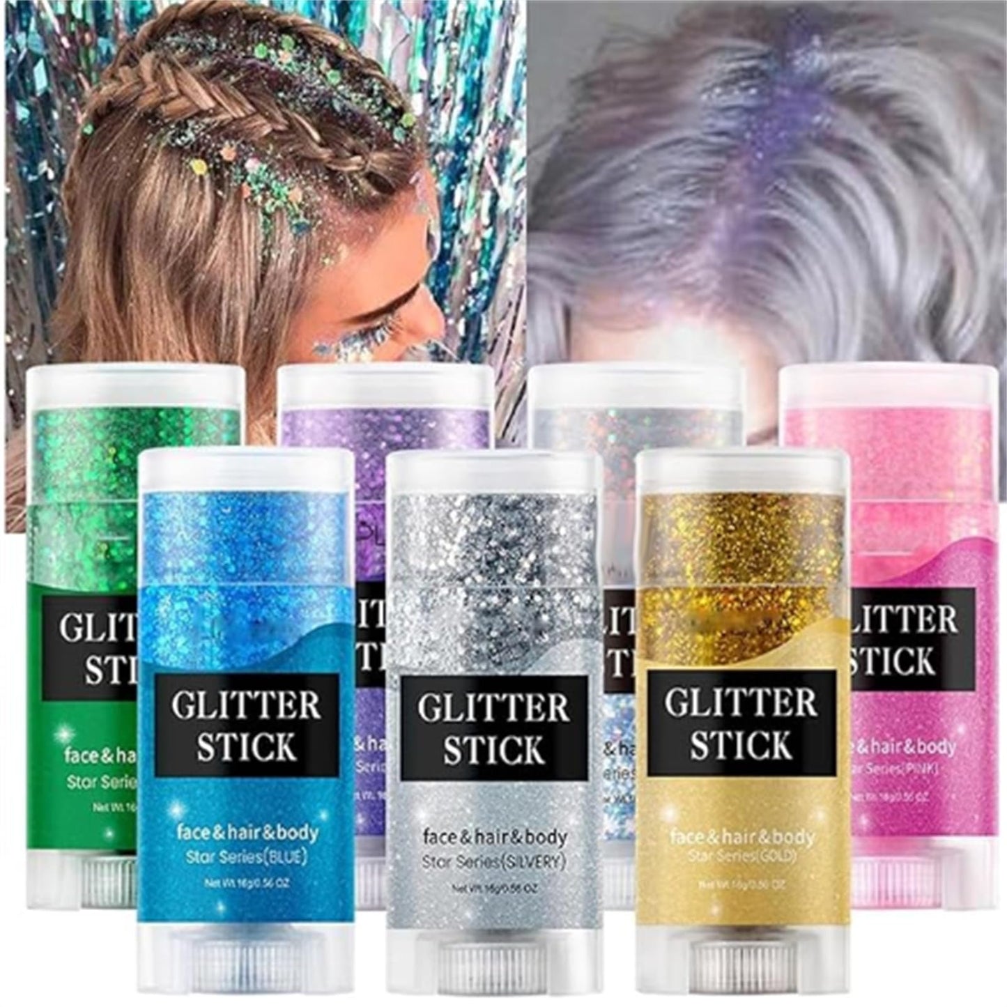 Patriotic Body Glitter, GlitterWax Stick, GlitterSlick BackStick, 4th of July GlitterStick, Long-Lasting Makeup Shine