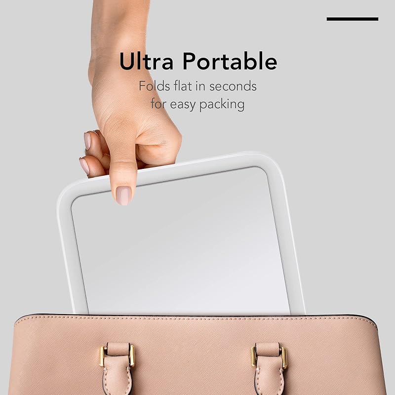 Rechargeable LED Travel Makeup Mirror with 3 Color Settings & 10x Detachable Magnifier