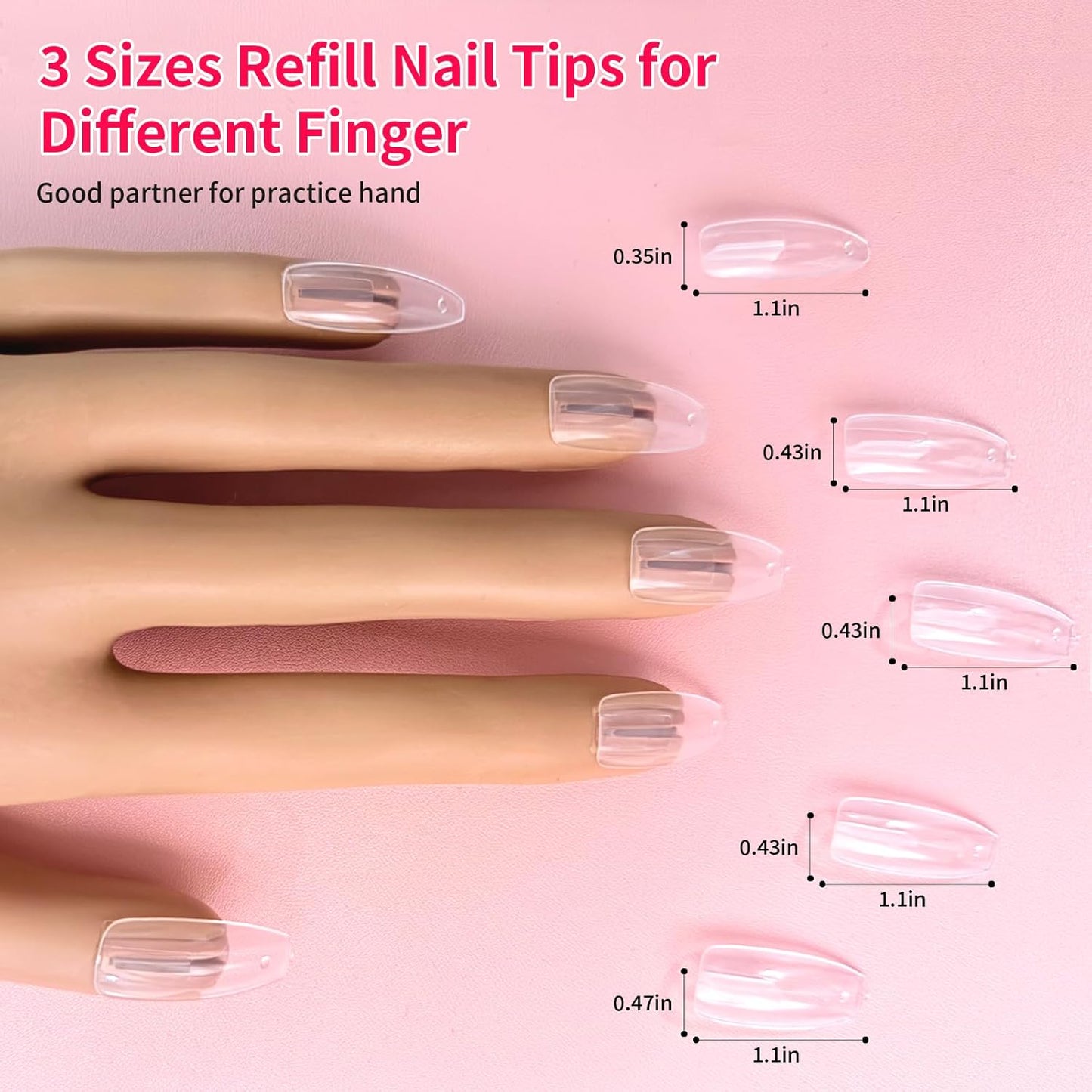 Flexible Acrylic Nail Practice Hand - Realistic Mannequin for Training & Nail Tips