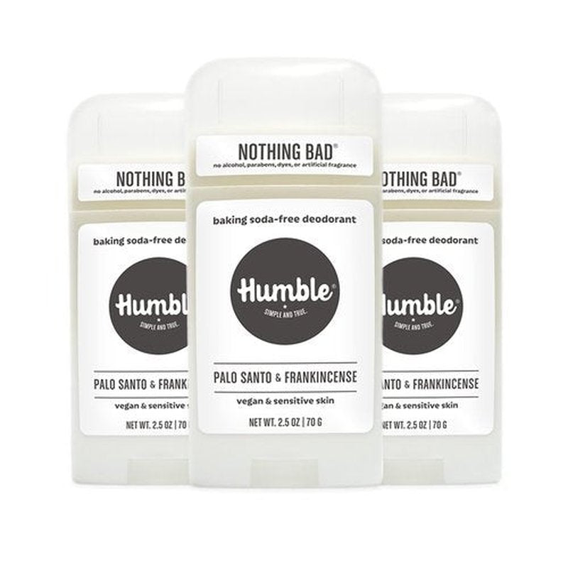 HUMBLE BRANDS Aluminum-Free Deodorant, Vegan and Cruelty- free, Formulated for Sensitive Skin, Palo Santo and Frankincense, 3 Pack, 2.5 Ounce