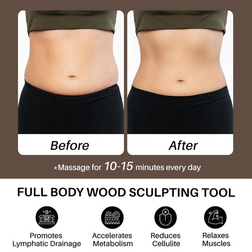 Olaemuo Wood Therapy Massage Tools for Belly Fat,Wooden Massage Body Brush for Cellulite Remover, Cellulite Lymphatic Drainage Massager for Body Shaping, Maderoterapia Kit for Muscle Pain Relief
