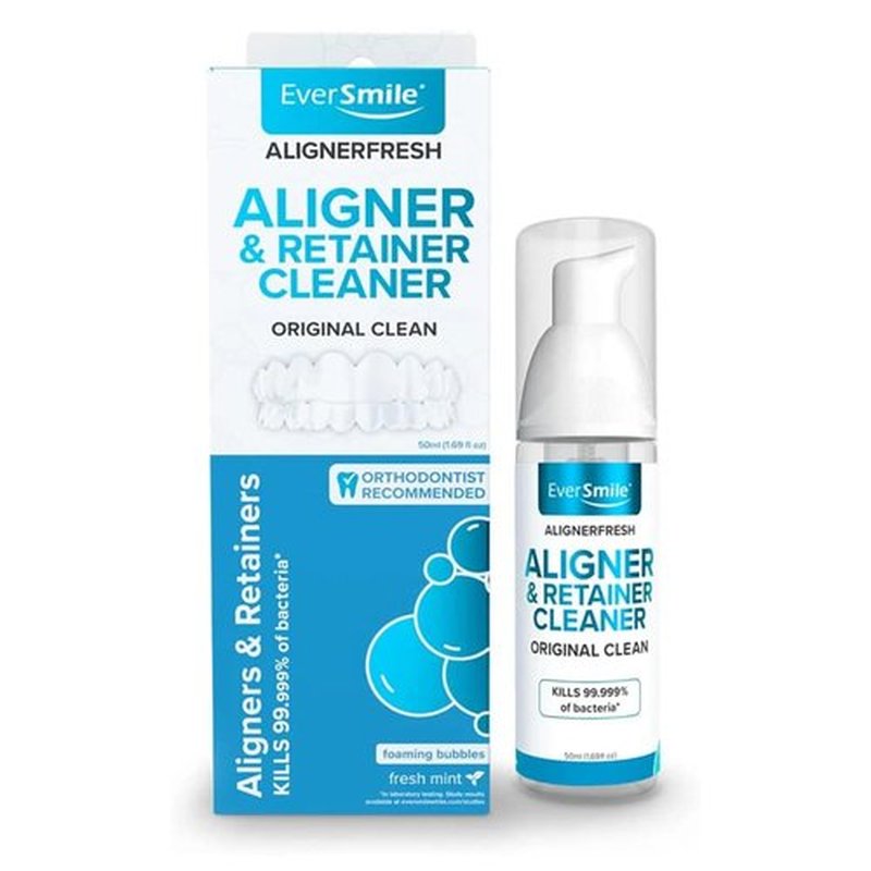 EverSmile AlignerFresh Original Clean Foam – Cleaner Compatible w/Invisalign and All Clear Aligners & Retainers – Eliminates Bacteria, Whitens Teeth, Fights Bad Breath – 50ml (1 Pack)