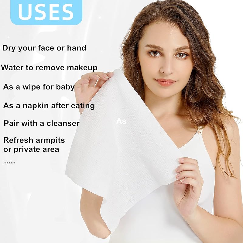 Disposable Face Towels Makeup Remover Wipes 100 Count (2 Boxes) – Soft, Thick Hygienic Cloths