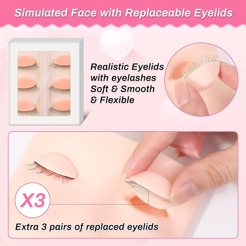 Lashes Extension Practice Kit 227 Pcs with Mannequin Head Variation Lashes Kit-06