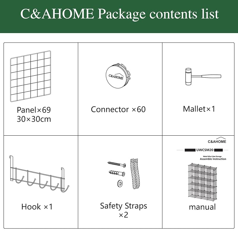 C&AHOME 20-Cube Wire Storage Organizer - Black with 20 Cubes