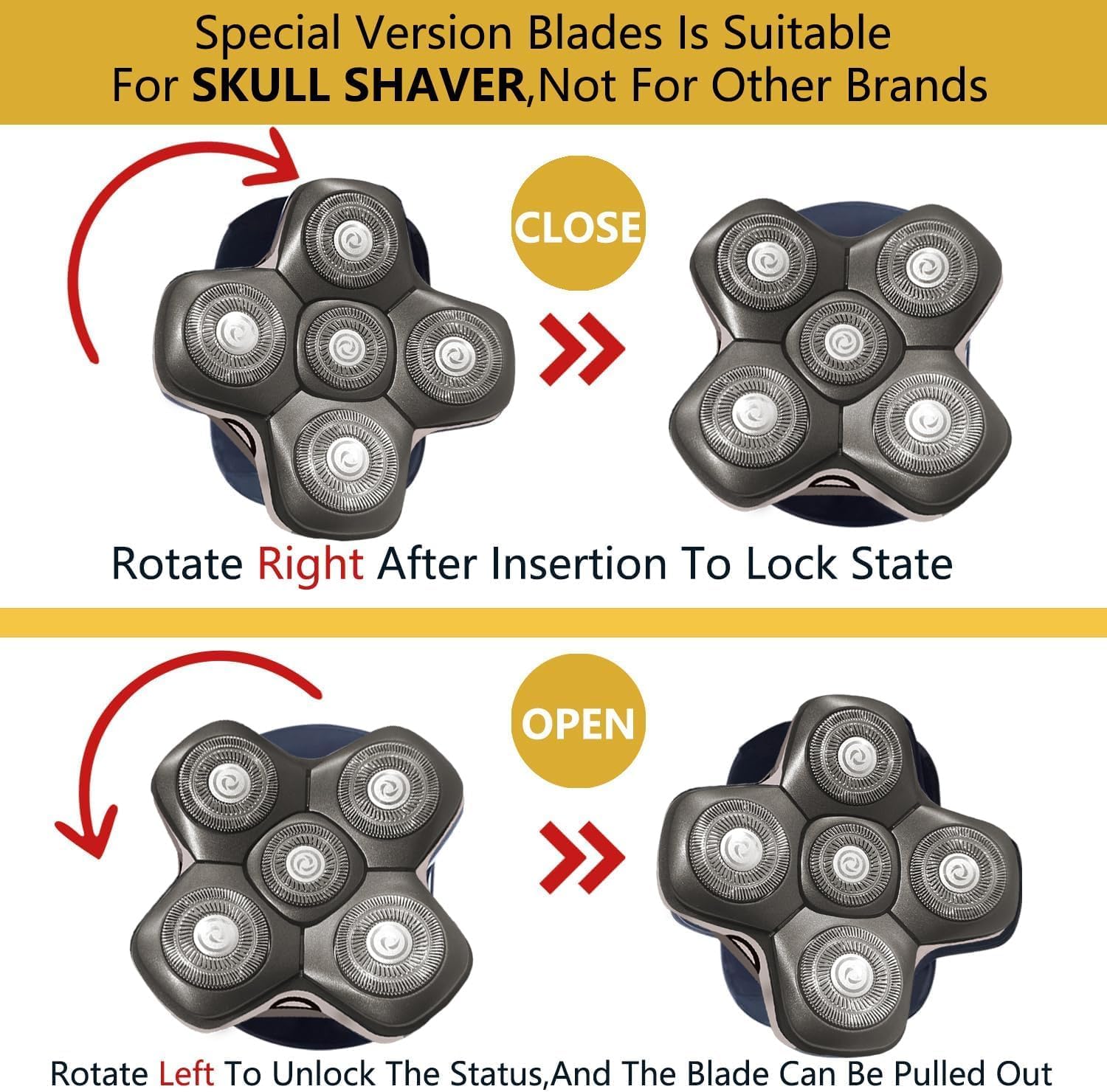 Skull Shaver Pitbull Platinum Pro Replacement Heads - Hypo-Allergenic Electric Razor Upgrade