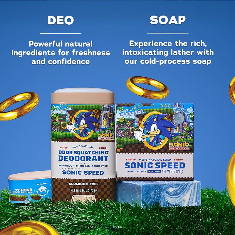 Sonic-Powered Dr. Squatch Natural Bar Soap & Deodorant 3-Pack – Sonic Speed+5oz