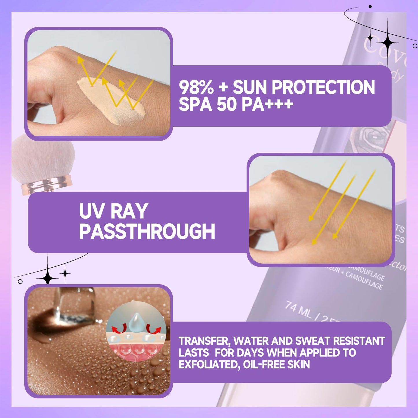 Beauty Body Coverage Perfector Waterproof, Leg & Body Makeup, All Over Complexion Perfector with Brush, Tattoo Makeup Cover Up Waterproof(1)