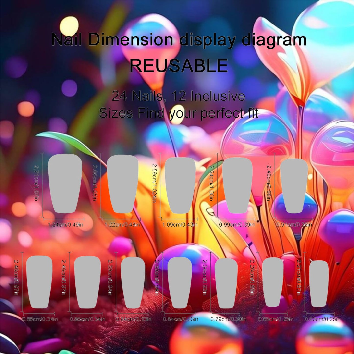 Graffiti Press on Nails French Tip Acrylic Full Cover Fake Nails 24Pcs Glossy Purple Gradient Medium Coffin False Nail Painted Stick on Nail Curve Line Gel Glue on Fingernails for Holiday Manicure Art