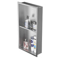 Brushed Stainless Steel Shower Niche 24" x 12" with 2-Tier Shelf (Variation: Brushed+24" x 12")