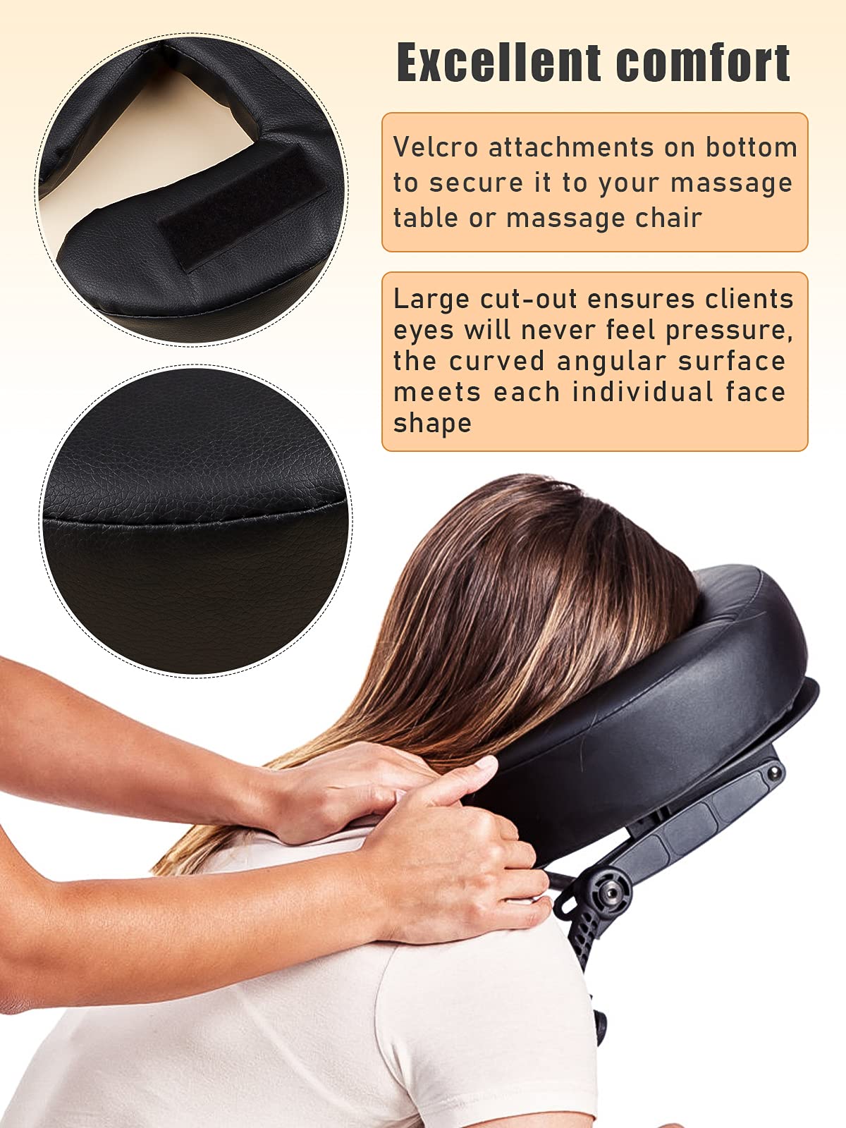 Kalolary Massage Face Cradle Cushion for Massage Tables, Universal Crescent Headrest Face Rest Neck Head Cushion Pillow for Massage Chairs Spa Bed (Black)