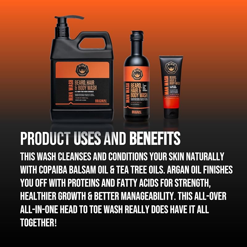 GIBS Grooming Man Wash Shampoo & Biofuel Conditioner 33.8 fl oz Each Bottle - 2-Pack Variation
