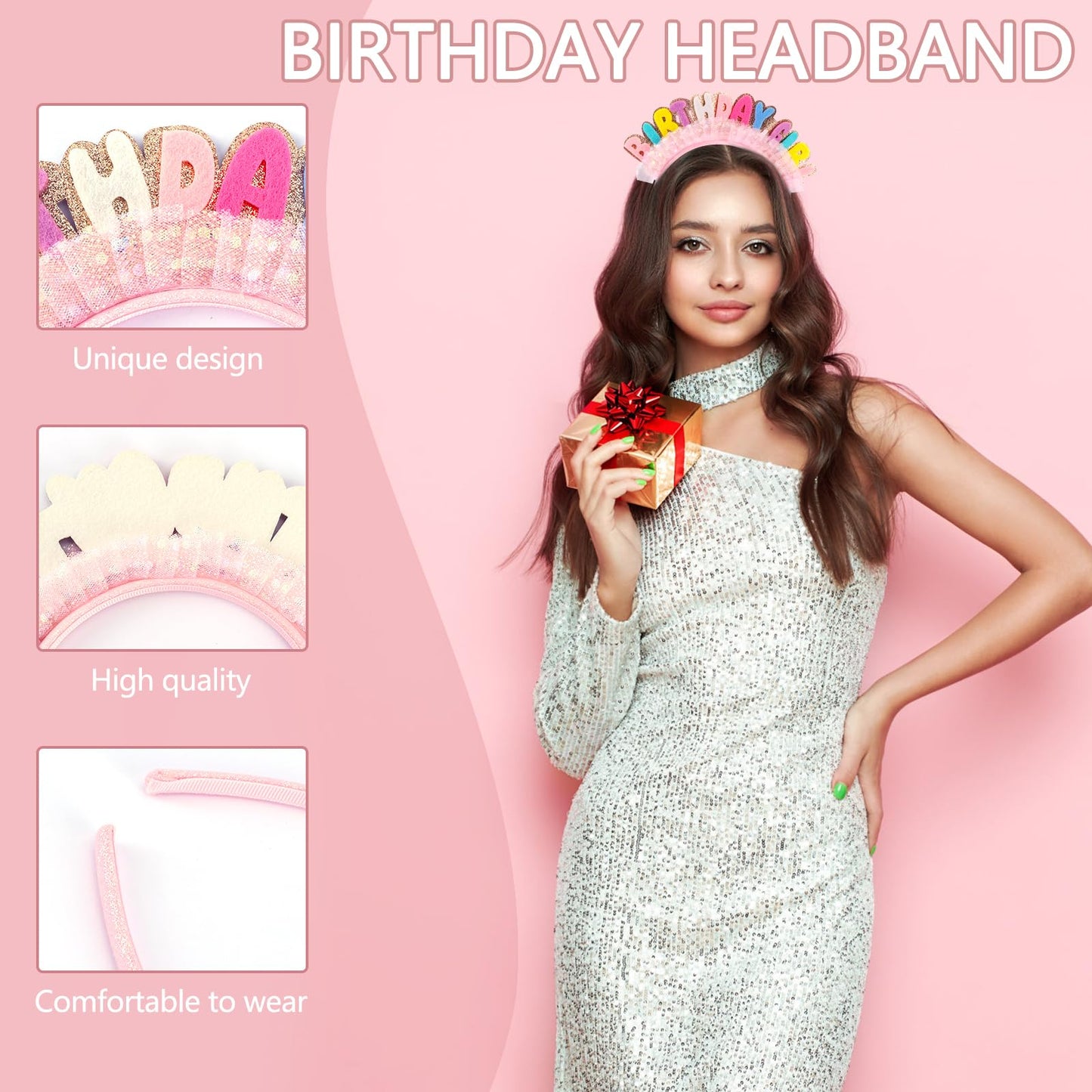 Vovii Birthday Girl Headband Princess Crown for Women Girls, Happy Birthday Headband for Hair Accessories