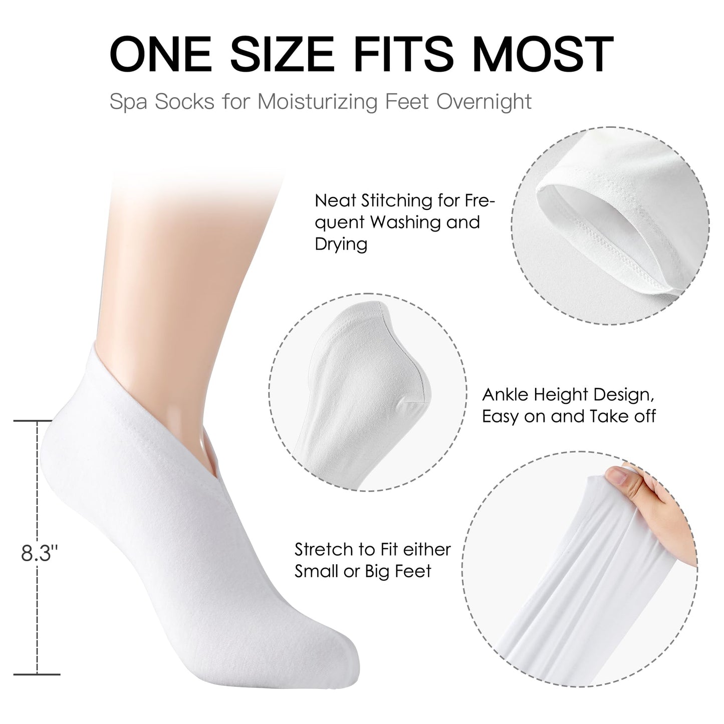 BESSLEE 12 Pairs Cotton Moisturizing Gloves and Socks Set (1 Washing Bag Included), Dry Hands Feet Overnight Lotion SPA Treatment, Eczema Skin Friendly, Breathable and Soft Glove Liners for Summer