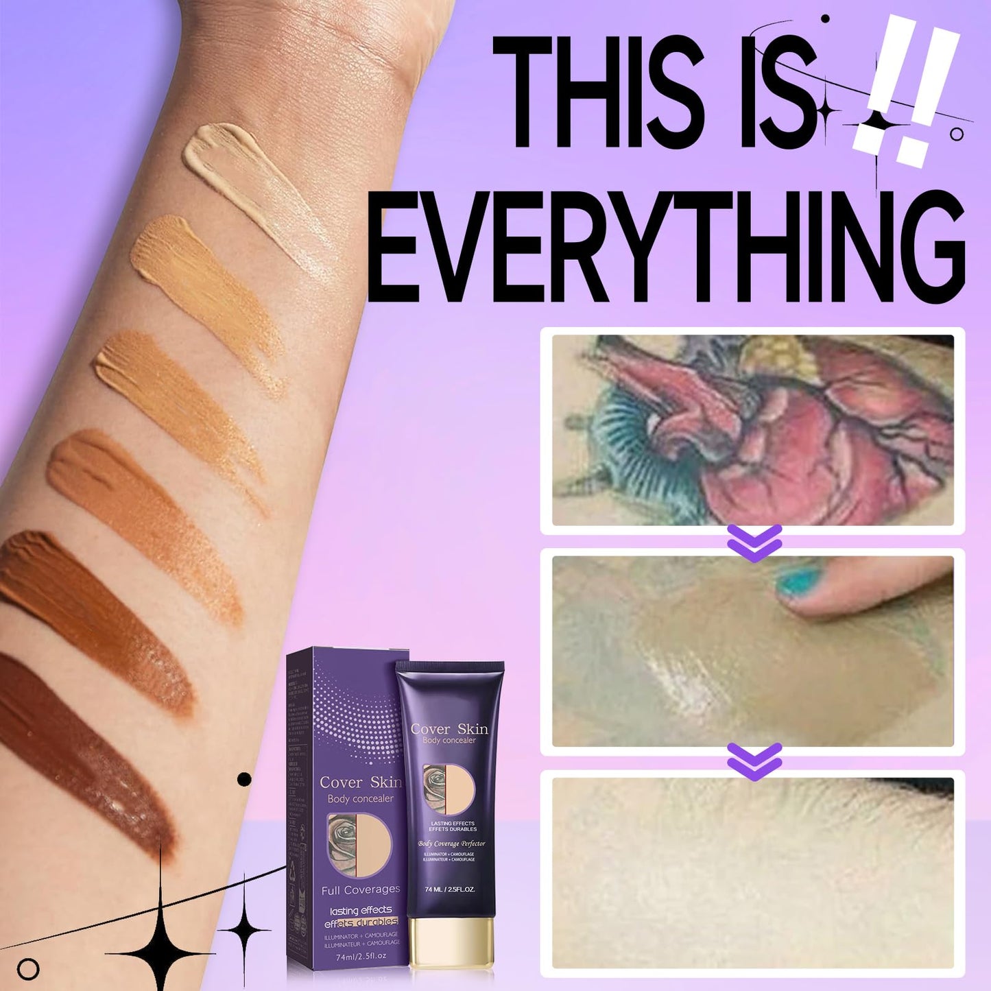 Beauty Body Coverage Perfector Waterproof, Leg & Body Makeup, All Over Complexion Perfector with Brush, Tattoo Makeup Cover Up Waterproof(1)