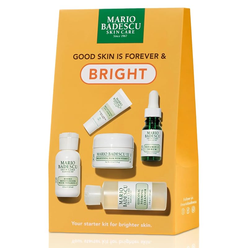 Glycolic Cleanser Vitamin C Serum Hydro Moisturizer Brightening Mask Eye Serum 5-Piece Skincare Set