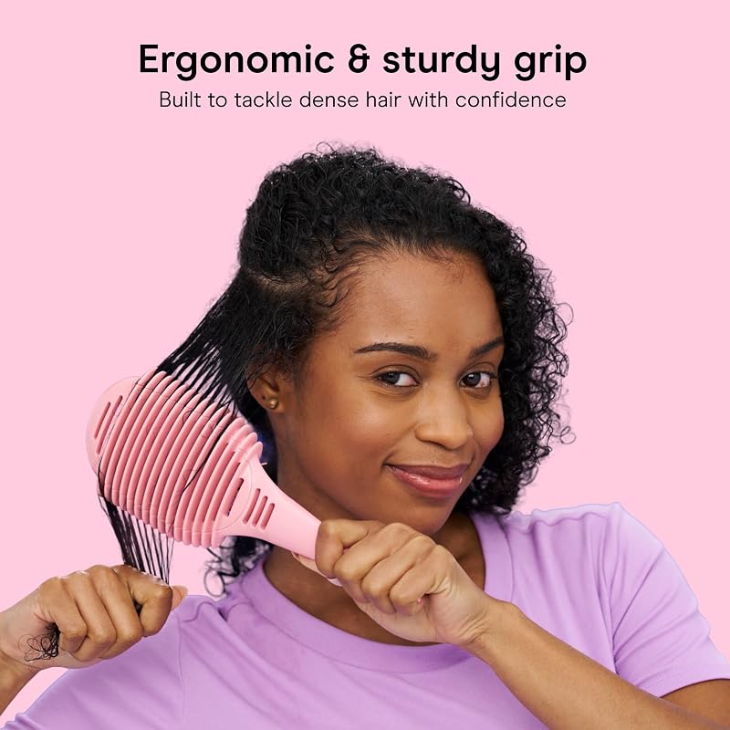 Conair Detangling Brush for Tight Curls & Long Hair - Mixed Bristles, Light Pink