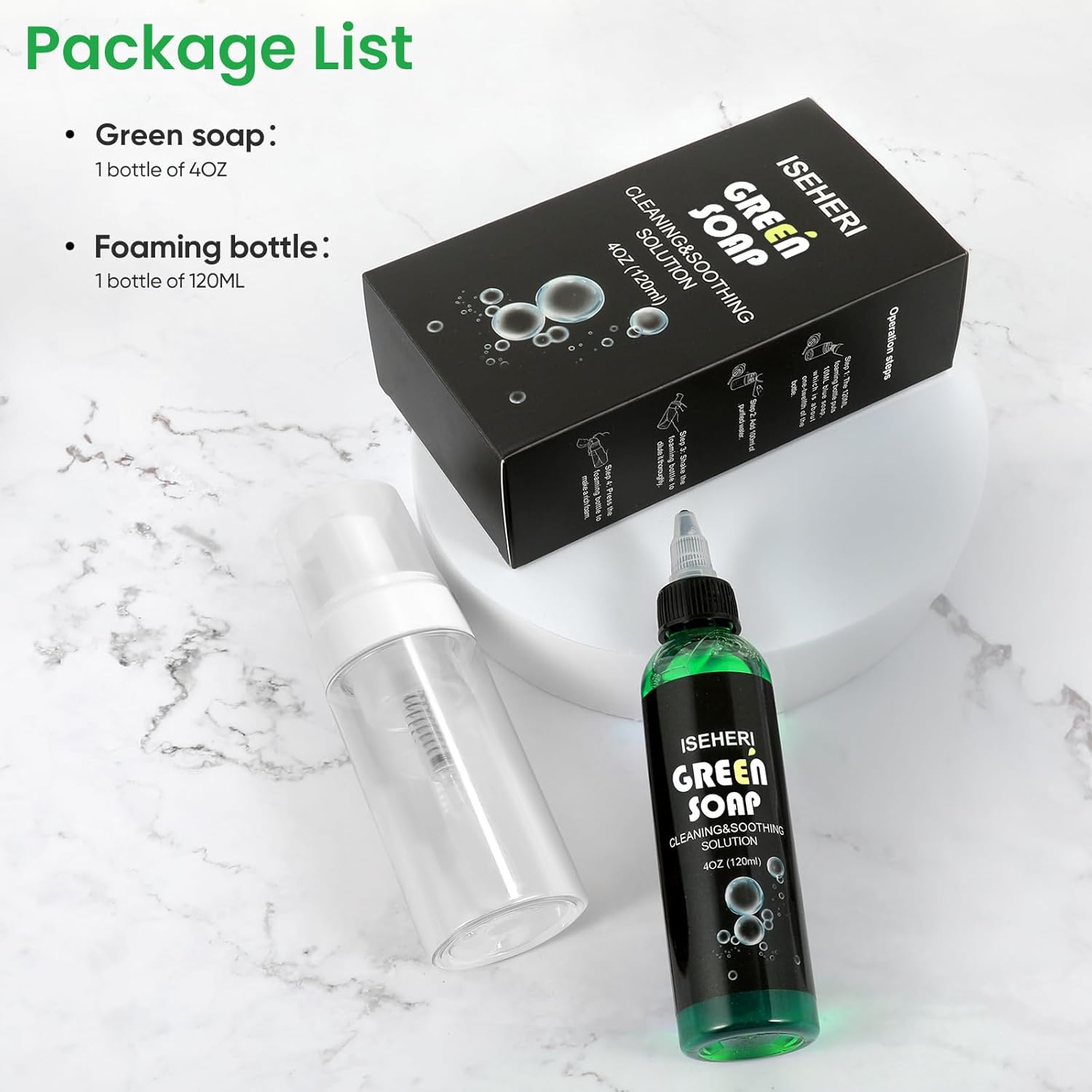 Ultra Concentrated Green Tattoo Soap 4OZ with Foaming Bottle 120ml, Tattoo Soap Tattoo Supplies for Tattoos Piercings, Clean Skin Equipment