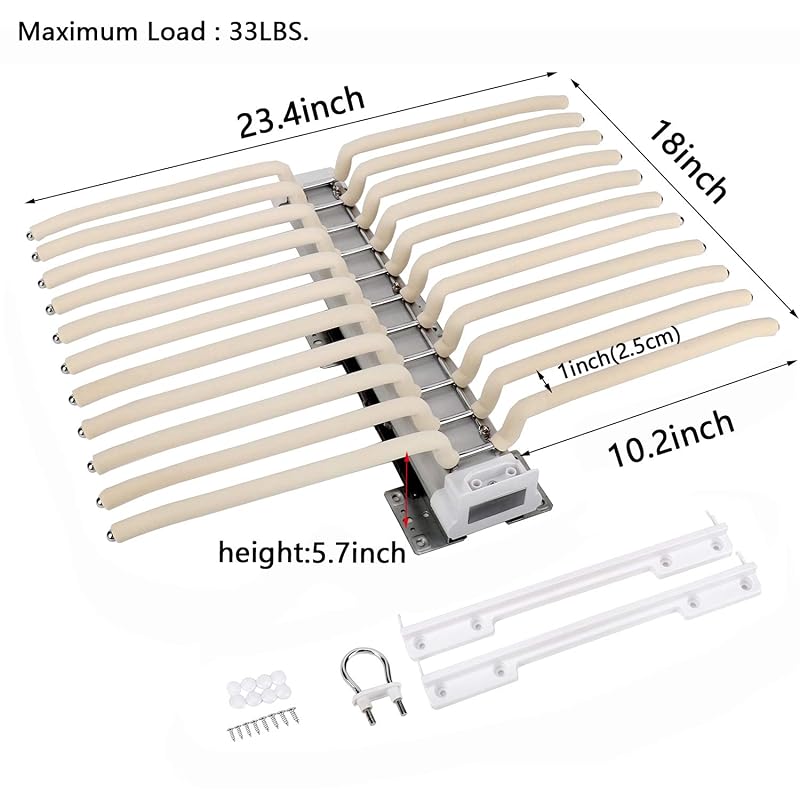 Beige 22-Pair Pull-Out Pants Rack, 33lb Capacity, Steel Clothes Organizer