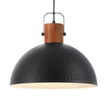 ELYONA 16 Inch Ash Wood Hammered Pendant Light - Black, 1 Pack, Dimmable Ceiling Lamp