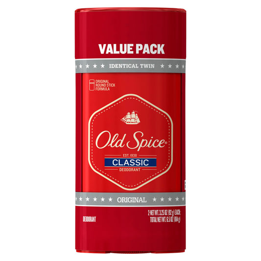 Old Spice Classic Deodorant for Men, 24hr Sweat & Odor Protection, Long Lasting Freshness, Clean & Masculine Fragrance, Original Scent, 3.25 oz (Pack of 2)