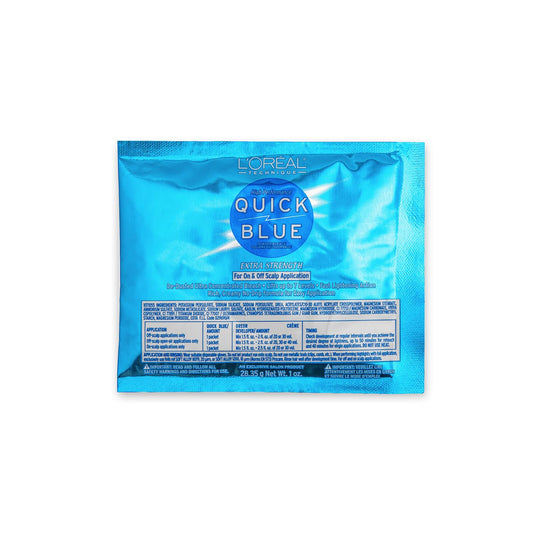 L'OREAL TECHNIQUE Quick Blue High Performance Hair Lightener - Hair Bleaching Powder - No Drip Formula, Extra Strength Lightening Action Lifts Up To 7 Levels, Single Application, 1 Oz