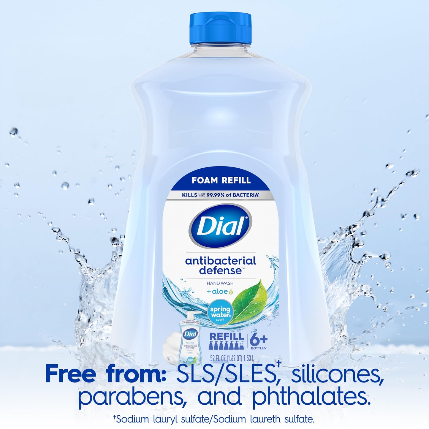 Dial Antibacterial Foaming Hand Soap Refill, Spring Water, 52 fl oz (Pack of 1)